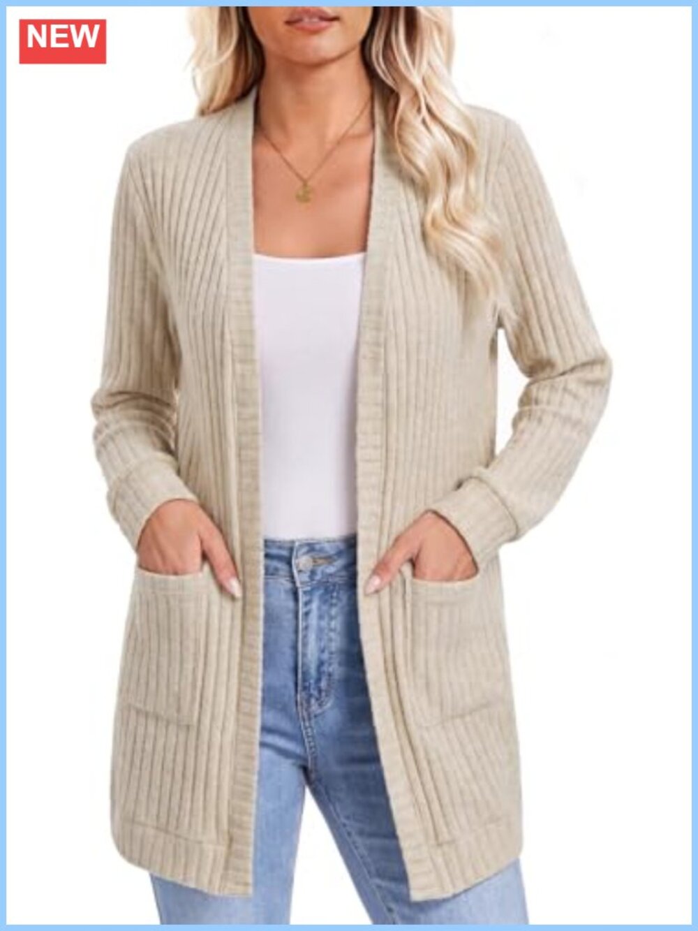 Cardigan Long Sleeve Open Front Lightweight Knit with Pockets for Women